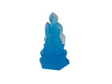 Blue Frosted Crystal Glass Lotus Base 3 Sides Bodhisattva Sanbao Figure GB895S