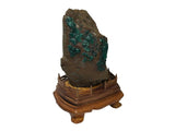 Vintage Naturalistic Scholars Rock Sculpture Dark Green Stone Cicada Accent GB898S