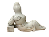 Chinese Vintage Finish Off White Porcelain Reclining Kwan Yin , Bodhisattva Statue GB899S