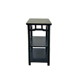 Oriental Black Lacquer Rectangular Wood Plant Stand Pedestal Table GB901S