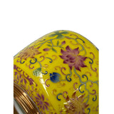 3.25" Modern Oriental Enamel Yellow Flower Graphic Round Porcelain Box Jar GB905S