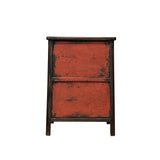 19.5" Natural Wood Pattern Brown 2 Doors Small Cabinet Chest GB249S