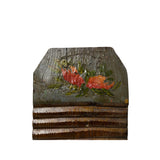 Vintage Restored Gray Flower Graphic Washing Board Wood Panel Art JK269S