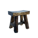 Rustic Raw Rough Wood Grain Rectangle Slim Stool Bench Side Table JK328S #9