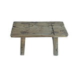Rustic Raw Rough Wood Grain Rectangle Slim Stool Bench Side Table JK331S #13