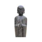 Chinese Black Color Stone Carved Standing Monk Lohon Statue cs7644S