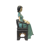 Chinese Oriental Ceramic Cheongsam Celadon Qipao Dressing Lady Figure ws3055S