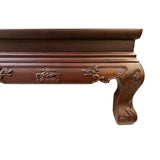 Brown Oriental Flower Carving Rectangular Display Low Table Stand ws3124S