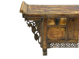 39" Distressed Vintage Chinese Carving Point Edge Chest Table Stand GB104S