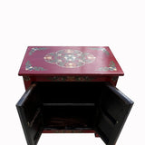 Tibetan Oriental Black Red Double Tigers End Table Nightstand cs7589S