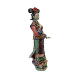 Chinese Oriental Porcelain Qing Style Dressing Lotus Birds Lady Figure ws3144S