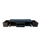 Oriental Black Lacquer Swing Drawers Low TV Media Console Cabinet cs7623S