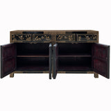 Black Golden Graphic 4 Drawers Sideboard Buffet Console Table Cabinet cs7587S