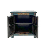 Tibetan Oriental Teal Turquoise Dragon Head End Table Nightstand cs7599S