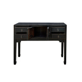Oriental Black Lacquer 4 Drawers Slim Narrow Foyer Side Table cs7604S