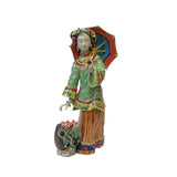 Chinese Oriental Porcelain Qing Style Dressing Umbrella Lady Figure ws3089S