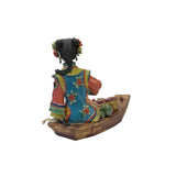 Chinese Oriental Porcelain Qing Style Dressing on Boat Lady Figure ws3136S