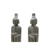 Pair Chinese Black Gray Stone Standing Zen Harmony Decor Statues cs7647S