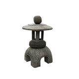 Chinese Gray Brown Round Stone Lamp Zen Garden Lantern ws3076S