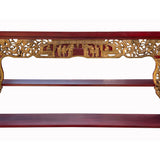 Chinese Red Golden Carving Rectangular Curio Display Stand Side Table cs7654S