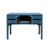 Chinese Pastel Venice Blue 4 Drawers Slim Narrow Foyer Side Table cs7596S