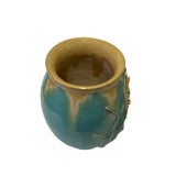 Chinese Turquoise Tan Glaze Dimensional Flower Holder Pot Vase ws3070S