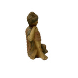 8.5" Small Resting Leg Eyes Closed Wood Buddha Figure GB817S