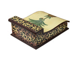 Distressed Leopard Print Pattern Green Plant Wood Lid Box GB755S