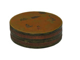 Vintage Handmade Round Brown Golden Scenery Artistic Wood Box GB773S