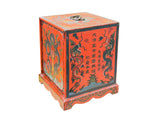 Vintage Distressed Chinese Red Dragon Graphic Drawers Chest GB800S