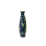 Chinese Blue White Porcelain Lady People Graphic Round Flat Small Vase ws3166S
