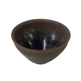 Chinese Jianye Clay Metallic Bronze Black Glaze Decor Bowl Display Art ws3159S