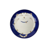 Lot of 3 Cat Head Graphic Round Blue Color Porcelain Small Plates ws3155S
