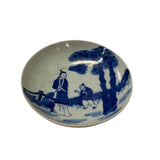 Chinese Blue White Distressed Marks People Theme Porcelain Small Plate ws3190BS