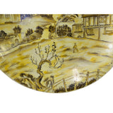 Chinese Yellow White Village Tree Graphic Porcelain Decor Plate ws3300S