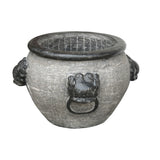 Chinese Oriental Gray Black Stone Round Garden Pot Planter cs2438S