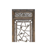 Chinese Vintage Floral Pattern Wood Floor Panel Screen cs2649S