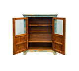 Shabby Chic Turquoise Blue Half-Glass Doors Medium Size Cabinet cs5382NS