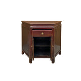 Vintage Chinese Brown Lacquer Trapezoid Shape Corner Side Table Cabinet cs7816S