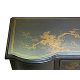Chinese Black Veneer Golden Scenery Credenza Console Cabinet Table cs7680S