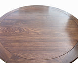 Chinese Brown Flower Carving Wood Round Pedestal Base Tea Table cs7697S