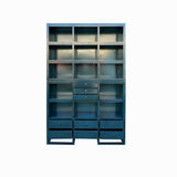 Tall Chinese Distressed Solid Blue Lacquer Display Bookcase Cabinet cs7701S