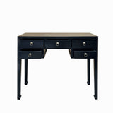 Chinese Black Lacquer 5 Drawers Foyer Narrow Slim Side Table Desk cs7702S