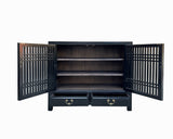 Oriental Minimalist Black Wood Shutter Doors Credenza Storage Cabinet cs7703S
