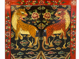 Tibetan Oriental Red Black Jaguars End Table Nightstand cs7747S