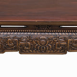 Vintage Rustic Brown Ru Yi Carving Rectangular Wood Kang Coffee Table cs7754S