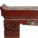 Chinese Vintage Brick Red Golden Carving Long Altar Console Table cs7756S