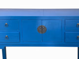 Oriental Bright Blue Long Moon Face 4 Drawers Slim Foyer Table cs7761S