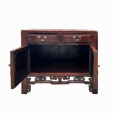 Vintage Chinese Carving Brown Drawers Side Table Credenza Cabinet cs7768S