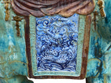 Pair Vintage Ceramic Handmade Chinese Turquoise Blue Elephant Figures cs7772S